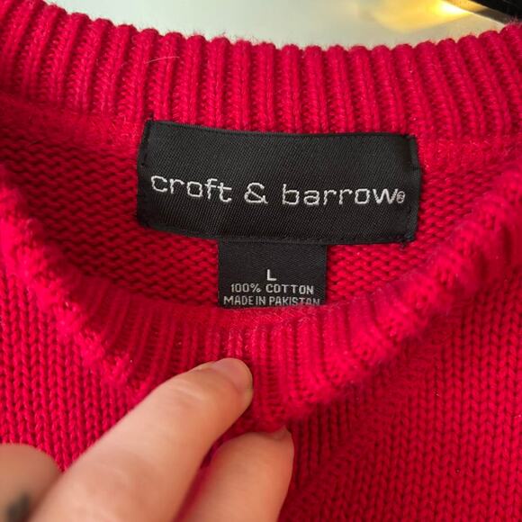 Vintage Croft & Barrow Red Cotton Knit Sweater Large 90s Y2K - Picture 4 of 8